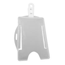 Kit Porta Crachá Rígido c/ Furo Horizontal e Vertical + Clips Jacaré Plástico Branco