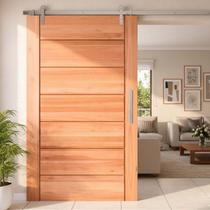 Kit Porta de Correr Completa BBB 100x210cm em Madeira Maciça Angelim Uniqdoor