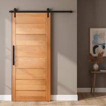 Kit Porta de Correr Completa BBB 90x210cm em Madeira Maciça Tauari com Trilho Preto