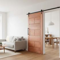 Kit Porta de Correr Completa Malta 90x210cm em Madeira Maciça Angelim Uniqdoor com Trilho Preto Kit Porta de Correr Completa Malta 90x210cm em Madeira Maciça Angelim Uniqdoor com Trilho Preto