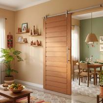 Kit Porta de Correr Completa Paris 110x210cm em Madeira Maciça Angelim Uniqdoor