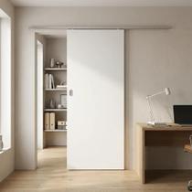 Kit Porta de Correr em MDF com Trilho de Alumínio Natural 210x82cm Eucaplac Branco Kit Porta de Correr em MDF com Trilho de Alumínio Natural 210x82cm Eucaplac Branco
