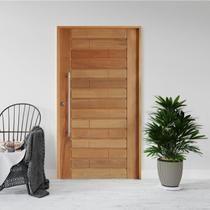 Kit Porta de Madeira 210x110cm Batente 14cm Fechadura 803 Rolete Roma Hale Esquadrias Marrom/Cedro Rodam