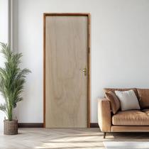 Kit Porta de Madeira 210x60cm Batente 11cm Fechadura Golf Rodam Abertura Esquerda