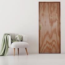 Kit Porta de Madeira 210x60cm Batente 14cm Fechadura Golf Rodam Abertura Esquerda