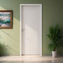 Kit Porta de Madeira 210x62cm Batente 7,5cm Lisa Primer Uniportas Abertura Esquerda