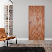 Kit Porta de Madeira 210x70cm Batente 11cm Fechadura Alavanca Rodam Abertura Esquerda