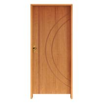 Kit Porta de Madeira 210x72cm Batente 14cm Fechadura Golf Concept 10 Rodam Abertura Direita Marrom/Imbuia