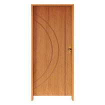 Kit Porta de Madeira 210x82cm Batente 11cm Fechadura Golf Concept 10 Rodam Abertura Esquerda Marrom/Imbuia