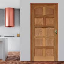 Kit Porta de Madeira 210x82cm Batente 11cm Fechadura Golf Rodam Abertura Direita Marrom/Padrão Cedrinho