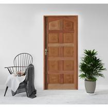 Kit Porta de Madeira 210x82cm Batente 11cm Fechadura Golf Rodam Abertura Esquerda Marrom/Padrão Cedrinho