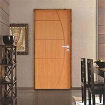 Kit Porta de Madeira 210x82cm Batente 11cm Fechadura Rolete Belissima 6 Rodam Abertura Esquerda