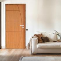 Kit Porta de Madeira 210x82cm Batente 11cm Fechadura Stilo Belissima 6 Rodam Abertura Esquerda