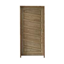 Kit Porta de Madeira 210x82cm Batente 11cm Fechadura Stilo Rodam Abertura Esquerda