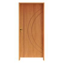 Kit Porta de Madeira 210x82cm Batente 14cm Fechadura Golf Concept 10 Rodam Abertura Direita Marrom/Imbuia