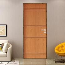 Kit Porta de Madeira 210x82cm Batente 14cm Fechadura Stilo Belissima 7 Rodam