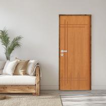 Kit Porta de Madeira 210x82cm Batente 9cm Fechadura Stilo Belissima 9 Rodam Abertura Direita