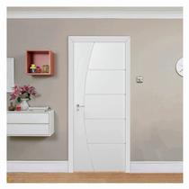 Kit Porta de Madeira 210x90cm Frisada Laqueada Moldufama Abertura Direita