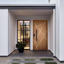 Kit Porta de Madeira 210x92cm Batente 14cm Fechadura Digital Rodam Abertura Esquerda