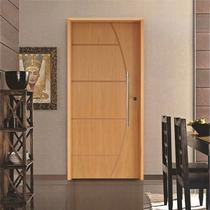 Kit Porta de Madeira 210x92cm Batente 14cm Fechadura Rolete Belissima 6 Rodam Abertura Direita