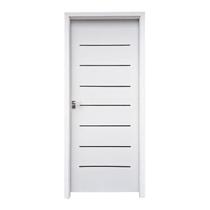 Kit Porta de Madeira 215x77cm Batente 7,5cm com Guarnição Cristal Primer Uniportas Abertura Esquerda