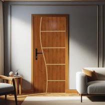 Kit Porta de Madeira 215x85cm Batente de Aço 4,5cm Abertura Esquerda Duraplac