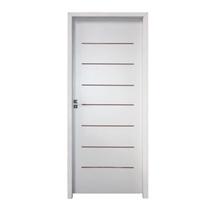 Kit Porta de Madeira 215x97cm Batente 9,5cm com Guarnição Cristal Primer Uniportas Abertura Esquerda Kit Porta de Madeira 215x97cm Batente 9,5cm com Guarnição Cristal Primer Uniportas Abertura Esquerda