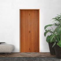 Kit Porta de Madeira Camarão 210x92cm Batente 14cm Rodam Abertura Esquerda