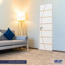 Kit Porta de Madeira Decorada 212x65cm com Batente de Alumínio 3,6cm Neblina MGM