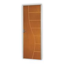 Kit Porta de Madeira Decorada 212x75cm com Batente de Alumínio 3,6cm Cantareira MGM