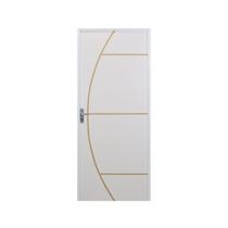 Kit Porta de Madeira Decorada 212x95cm com Batente de Aluminio 3,6cm Gáucha Mgm Abertura Esquerda