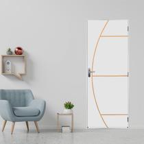 Kit Porta de Madeira Decorada 215x65cm com Batente de Aço 06cm Gaúcha MGM