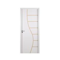 Kit Porta de Madeira Decorada 215x74cm com Batente de MDF Ultra 10cm Cantareira MGM