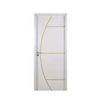 Kit Porta de Madeira Decorada 215x74cm com Batente de Mdf Ultra 12cm Gaúcha Mgm Abertura Direita