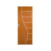 Kit Porta de Madeira Decorada 215x75cm com Batente de Aço 6cm Cantareira MGM Abertura Esquerda
