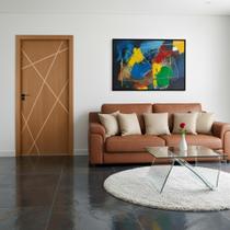 Kit Porta de Madeira Frisada 210x82cm Batente 14cm Fechadura Manual Rodam Portas