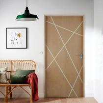 Kit Porta de Madeira Frisada 210x82cm Batente 14cm Fechadura Manual Rodam Portas