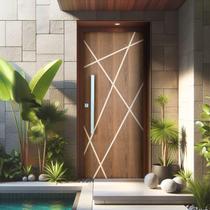 Kit Porta de Madeira Frisada 215x117cm Batente 14cm Fechadura Rolete e Puxador Rodam Marrom Kit Porta de Madeira Frisada 215x117cm Batente 14cm Fechadura Rolete e Puxador Rodam Marrom