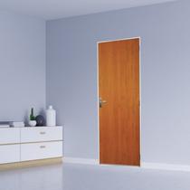 Kit Porta de Madeira Lisa 215x75cm com Batente de Aço 12cm Açomad Mgm Abertura Esquerda