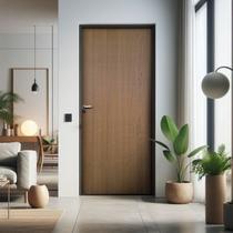 Kit Porta de Madeira Lisa Imbuia 210x72cm Batente 11cm Uniportas Abertura Direita Marrom