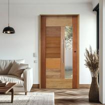 Kit Porta de Madeira Pivotante 210x120cm Batente 14cm Fechadura 803 Rolete Externa 3B Com Visor Hale Esquadrias