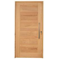 Kit Porta de Madeira Pivotante Frisada 214CMX97CMX12CM PE28 Esel Abertura Esquerda Marrom