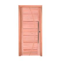 Kit Porta de Madeira Pivotante Lado de Abertura Esquerdo 214x117cm Batente 12cm Pe33 com Friso Belis