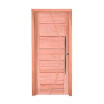 Kit Porta de Madeira Pivotante Lado Esquerdo 214x107cm Batente 12cm PE33 com Friso Belissima Esel