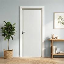 Kit Porta de Madeira Sarrafeada com Batente e Fechadura 210x82cm Lado Direito SOMAD