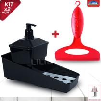 Kit Porta Detergente com Válvula e Rodinho de Pia Cozinha