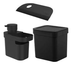 Kit Porta detergente dispenser Lixeira Rodo de Pia Cozinha