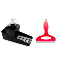 Kit Porta Detergente e Base c/ Grade Porta Bucha mais rodinho de pia Kit Porta Detergente e Base c/ Grade Porta Bucha mais rodinho de pia