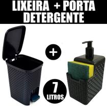 Kit Porta Detergente E Esponja + Lixeira 7 Litros Com Pedal - LOJA DO ABENÇOADO Kit Porta Detergente E Esponja + Lixeira 7 Litros Com Pedal - LOJA DO ABENÇOADO