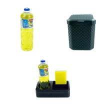 Kit Porta Detergente e Lixeira pia 5 litros com detergente Kit Porta Detergente e Lixeira pia 5 litros com detergente